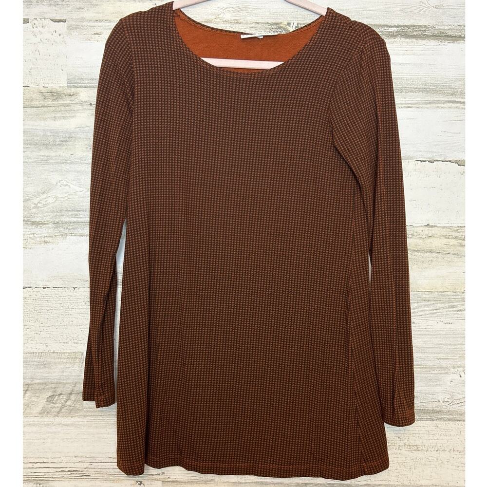 Bryn Walker Womens XXS Burgundy Black Plaid Lara Long Sleeve Tunic Top NEW
